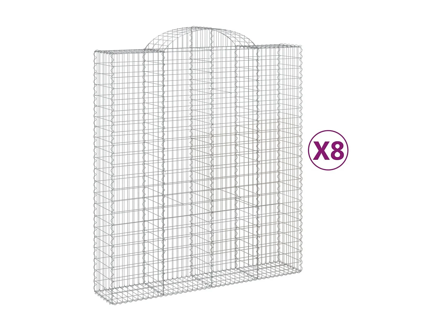 Paniers à gabions arqués 8 pcs 200x50x220-240 Fer galvanisé