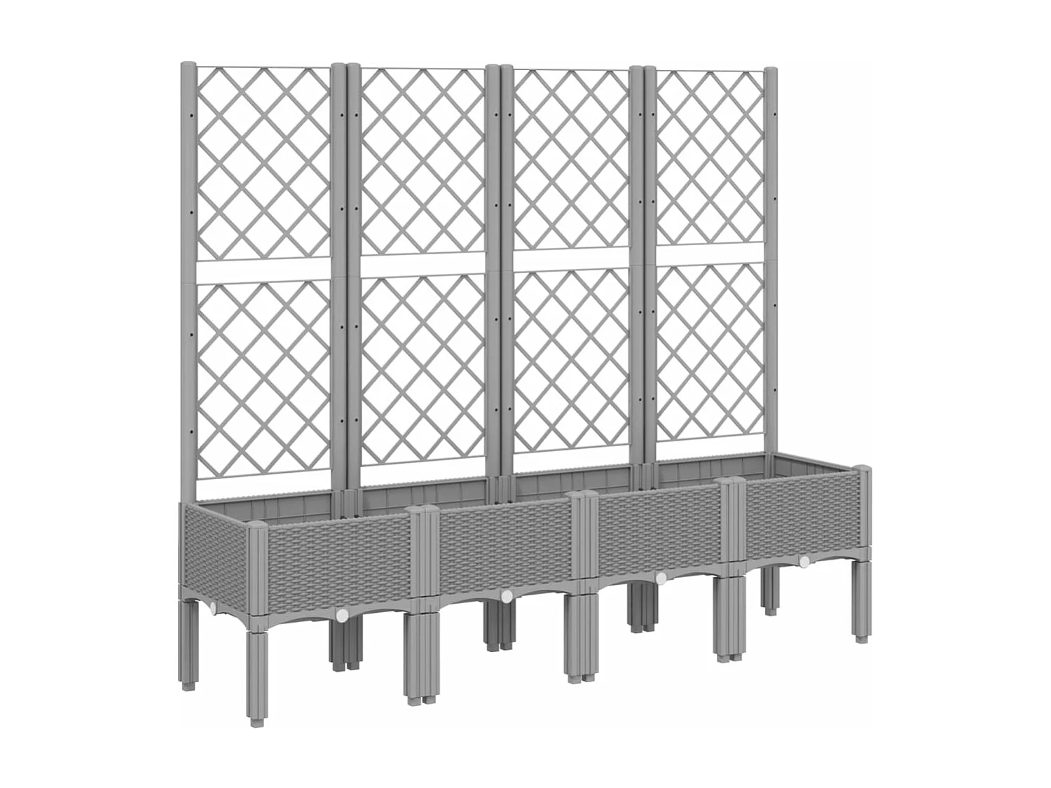 Jardinière avec treillis gris clair 160x40x142 PP