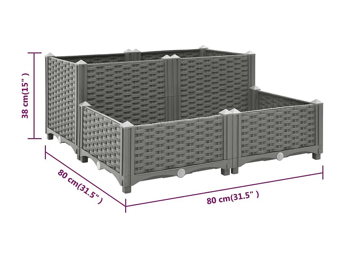 Lit surélevé 80x80x38 Polypropylène
