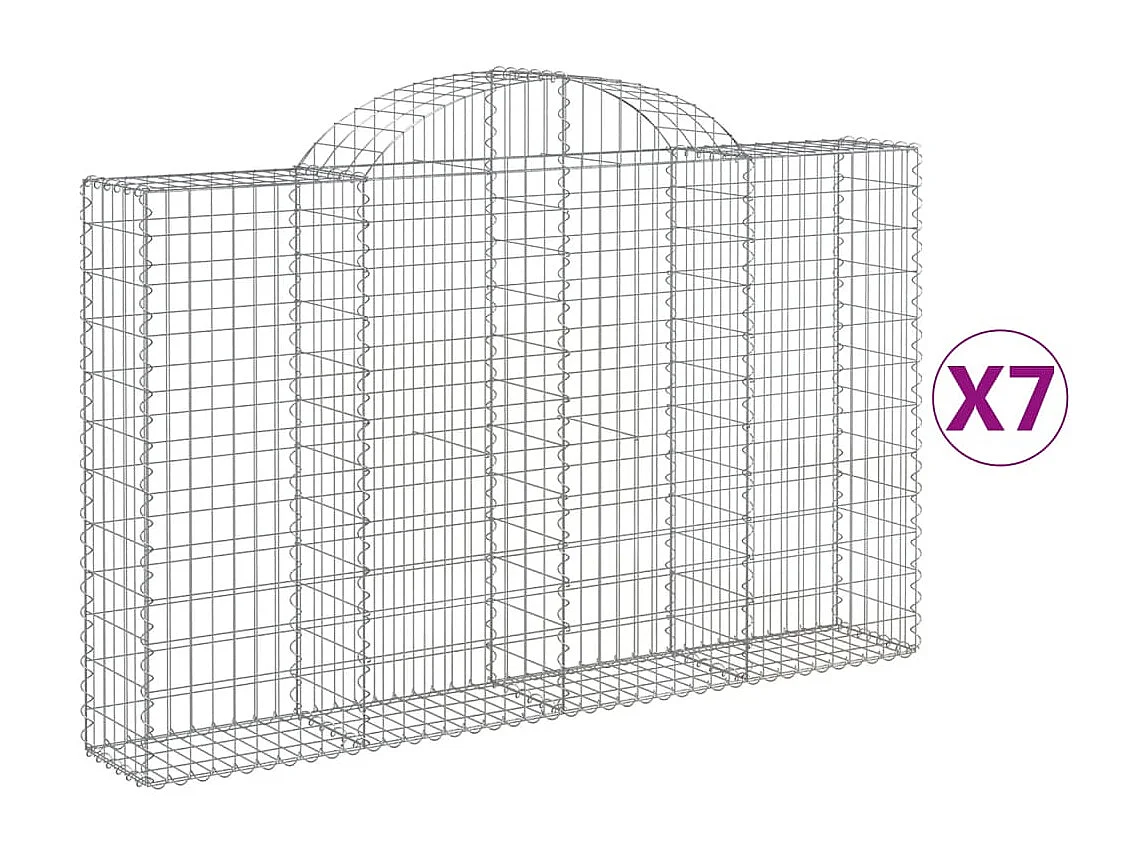 Paniers à gabions arqués 7 pcs 200x30x120-140 Fer galvanisé