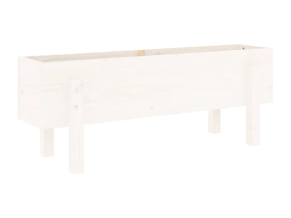 Lit surélevé de jardin blanc 101x30x38 bois de pin massif