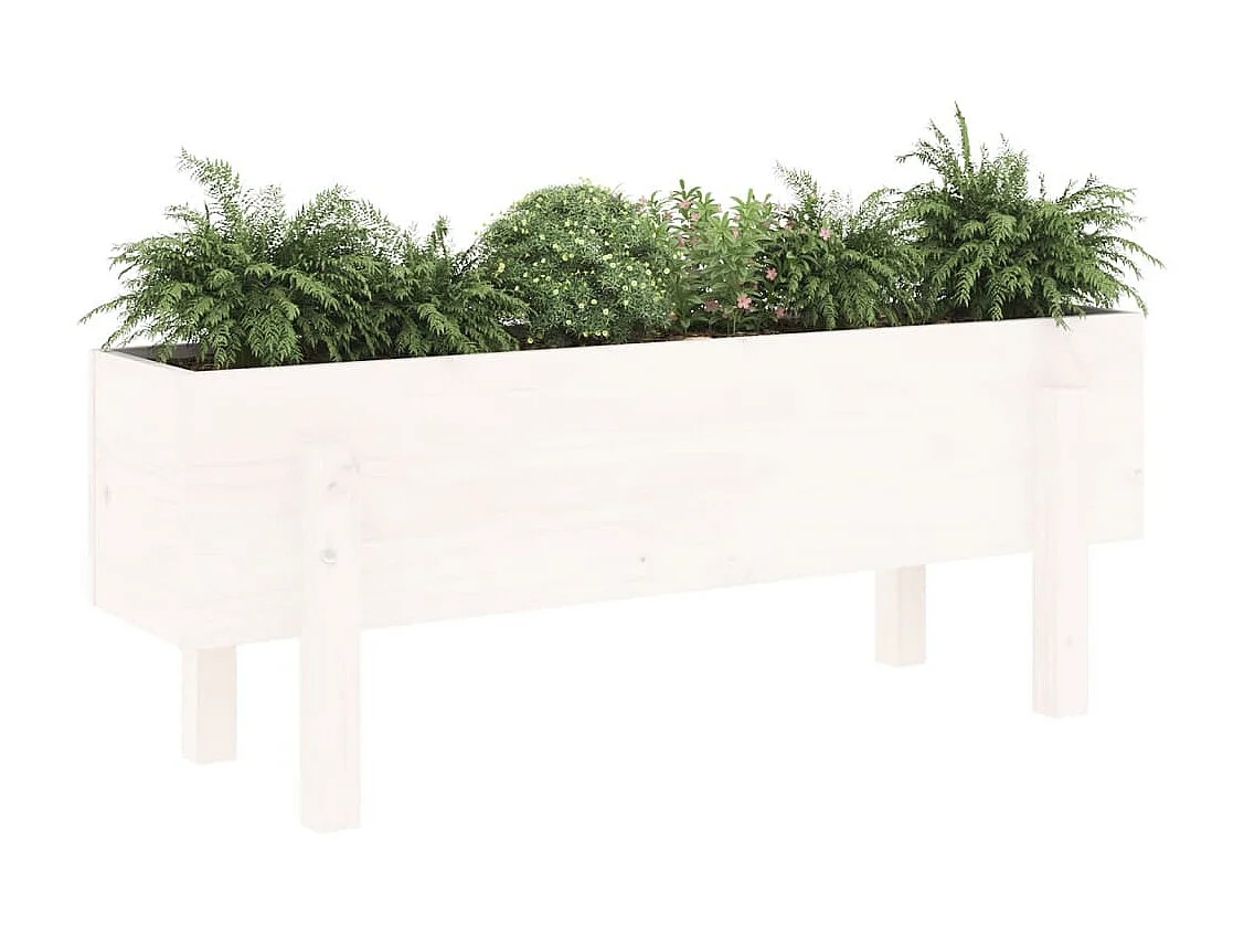 Lit surélevé de jardin blanc 101x30x38 bois de pin massif