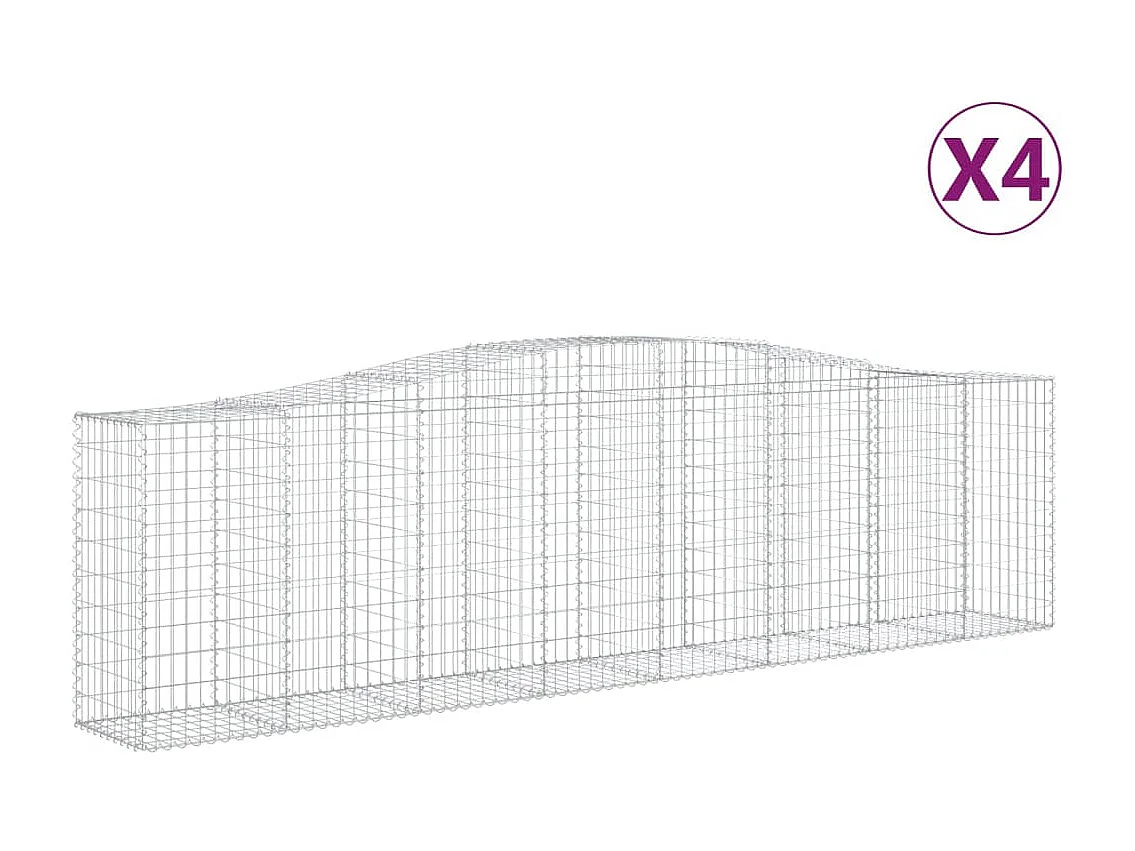 Paniers à gabions arqués 4 pcs 400x50x100-120 Fer galvanisé