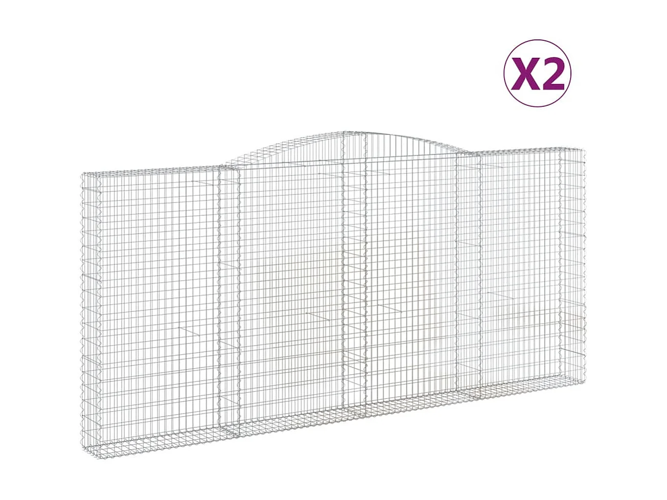 Paniers à gabions arqués 2 pcs 400x30x180-200 Fer galvanisé