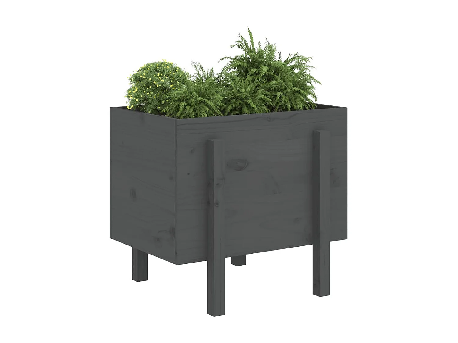 Jardinière gris 62x50x57 bois massif de pin