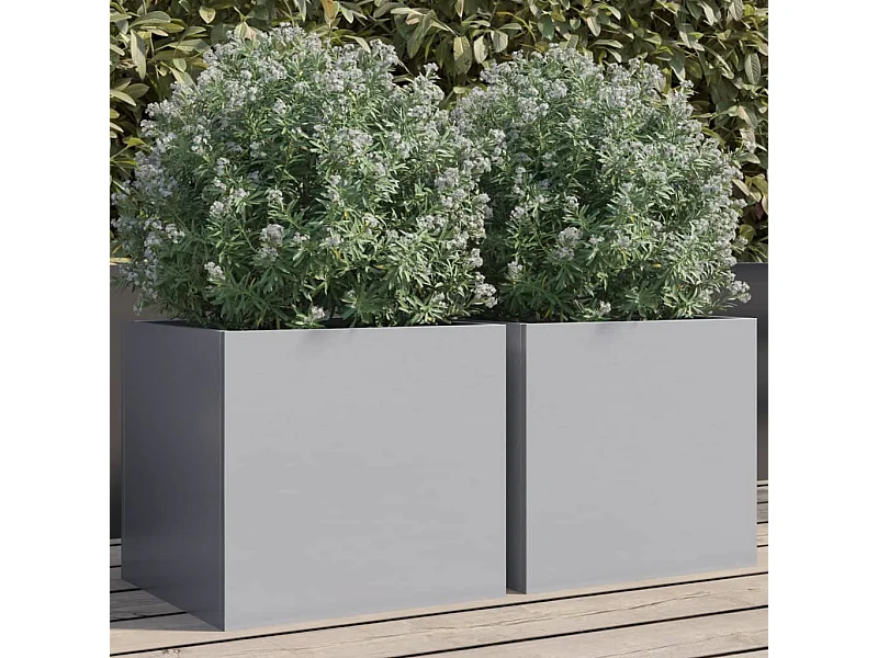 Jardinières 2 pcs argenté 32x30x29 acier galvanisé