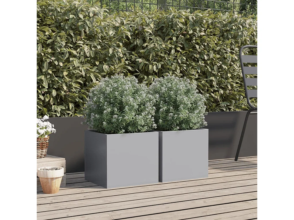 Jardinières 2 pcs argenté 32x30x29 acier galvanisé