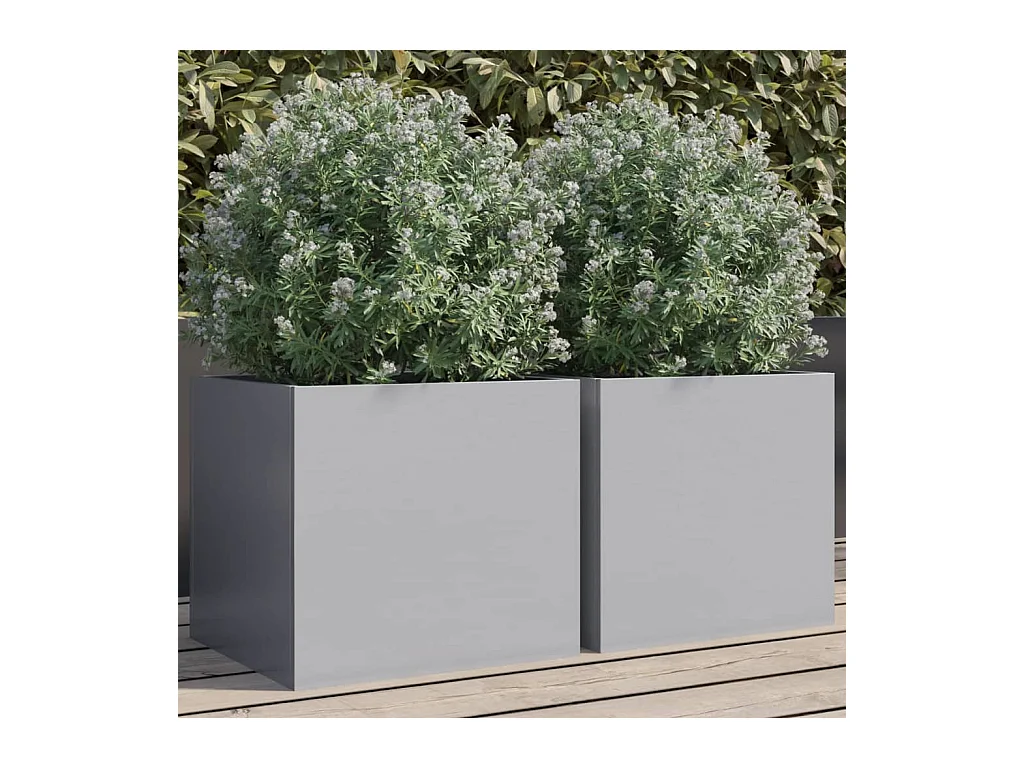 Jardinières 2 pcs argenté 32x30x29 acier galvanisé