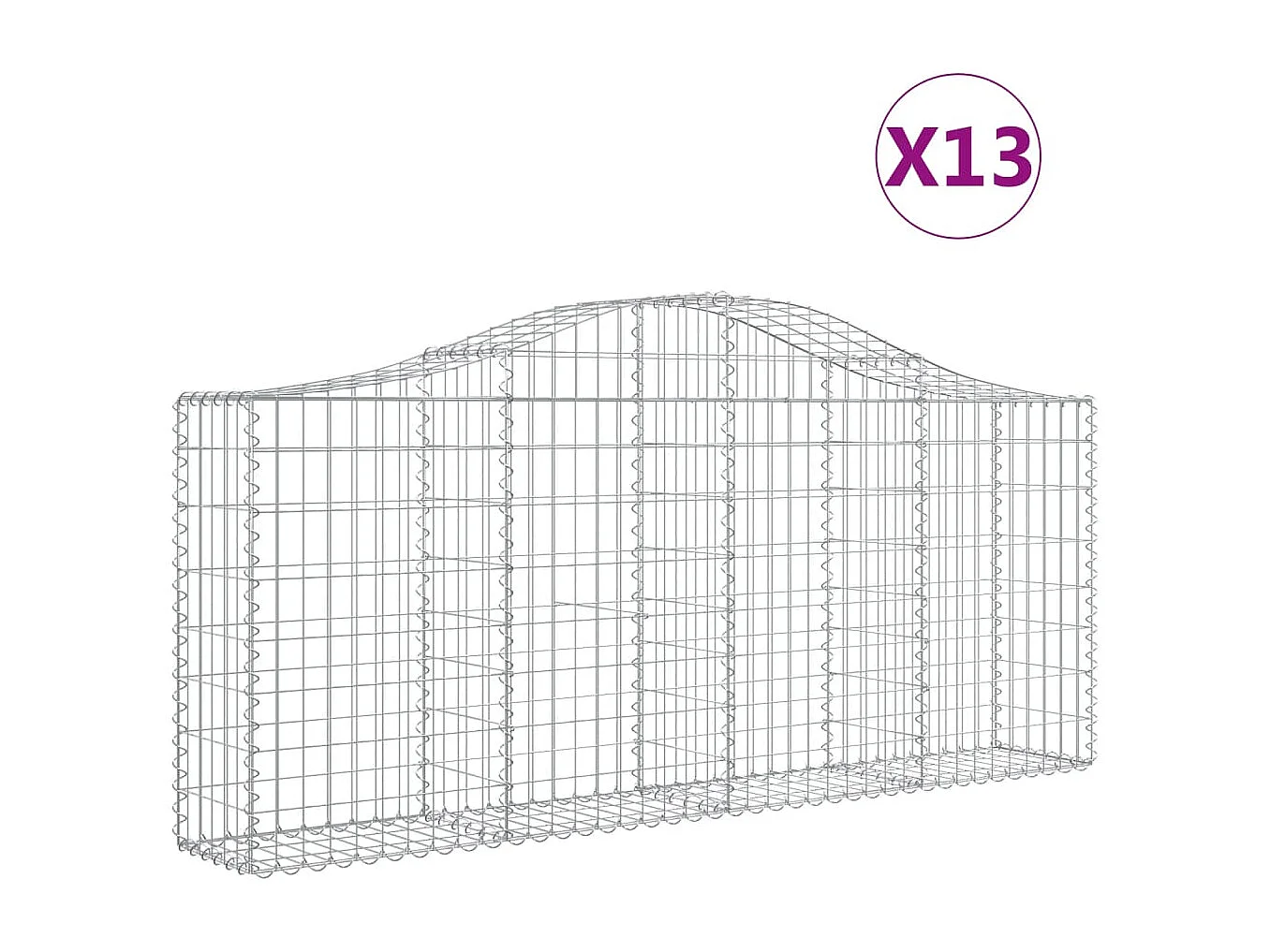 Paniers à gabions arqués 13 pcs 200x30x80-100 Fer galvanisé