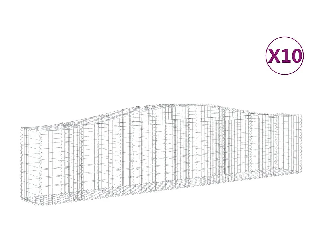 Paniers à gabions arqués 10 pcs 400x50x80-100 Fer galvanisé