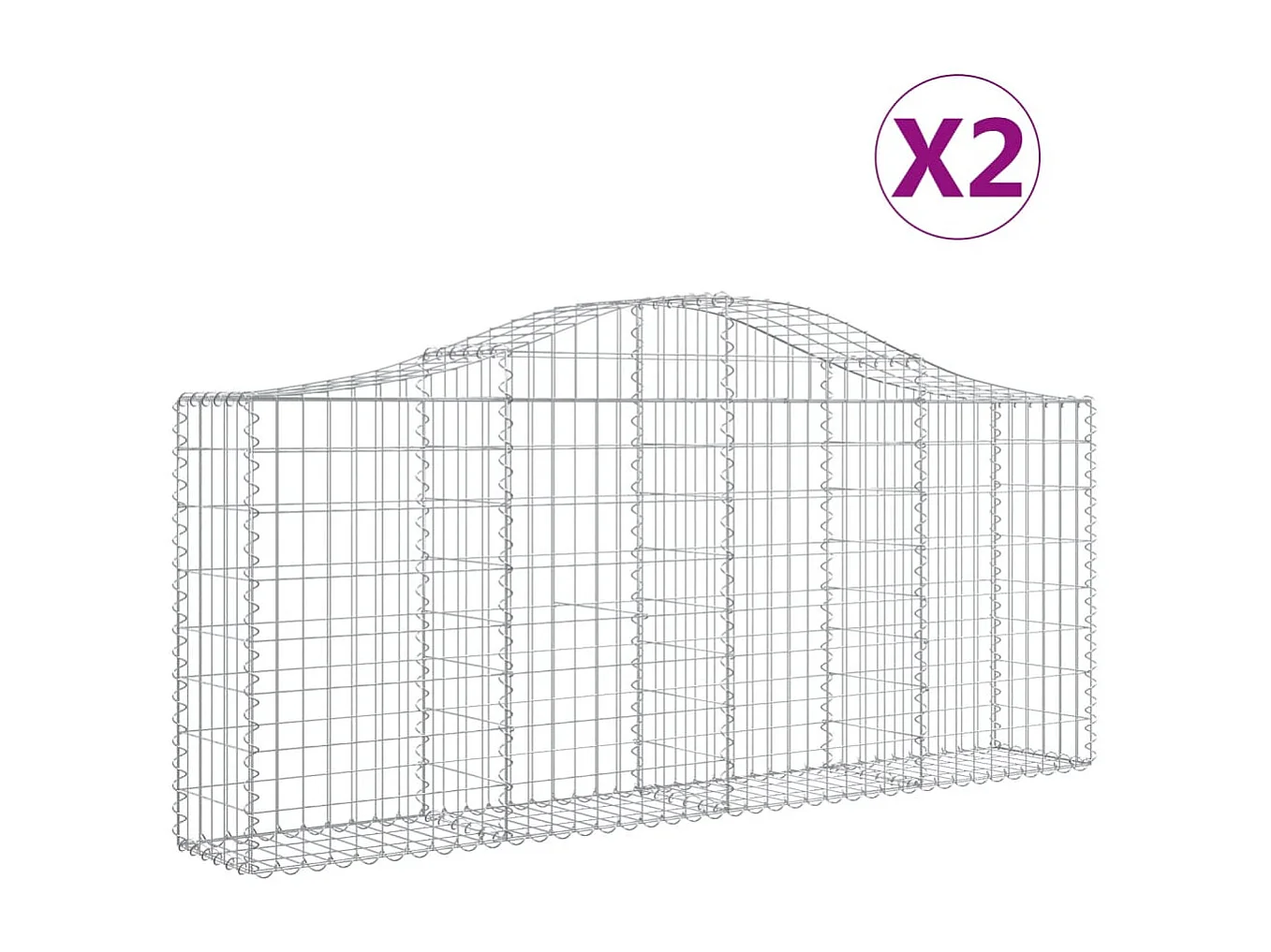 Paniers à gabions arqués 2 pcs 200x30x80-100 Fer galvanisé
