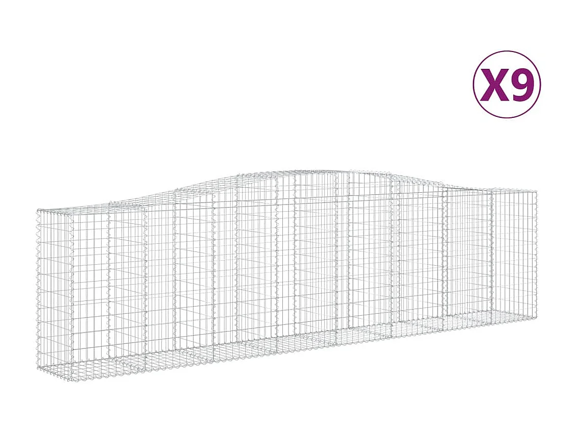 Paniers à gabions arqués 9 pcs 400x50x100-120 Fer galvanisé