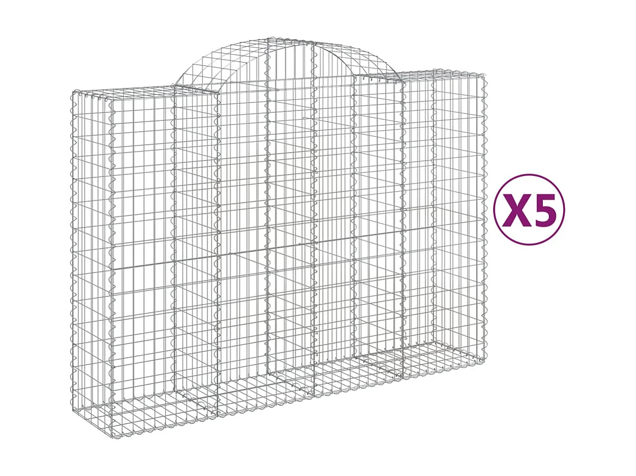 Paniers à gabions arqués 5 pcs 200x50x140-160 Fer galvanisé