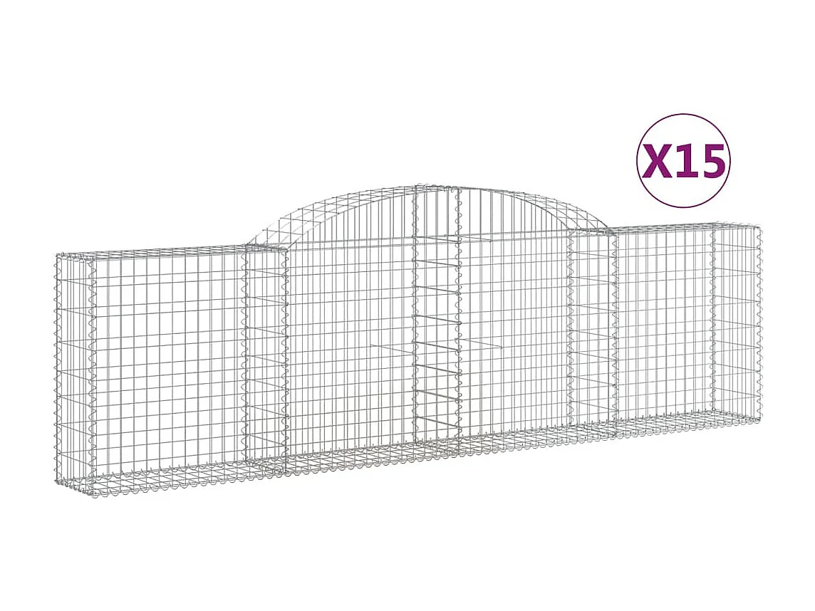 Paniers à gabions arqués 15 pcs 300x30x80-100 fer galvanisé