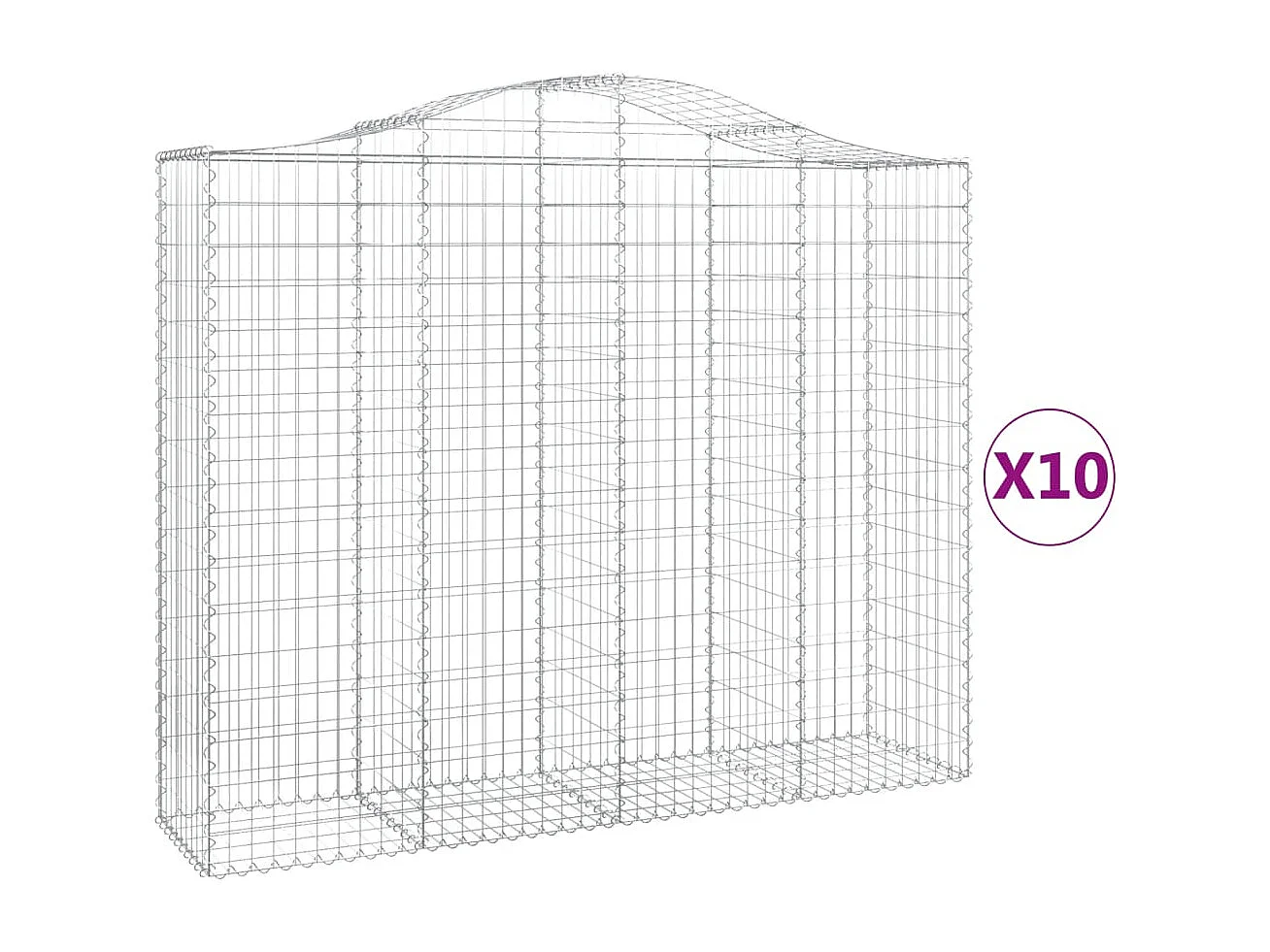 Paniers à gabions arqués 10 pcs 200x50x160-180 Fer galvanisé