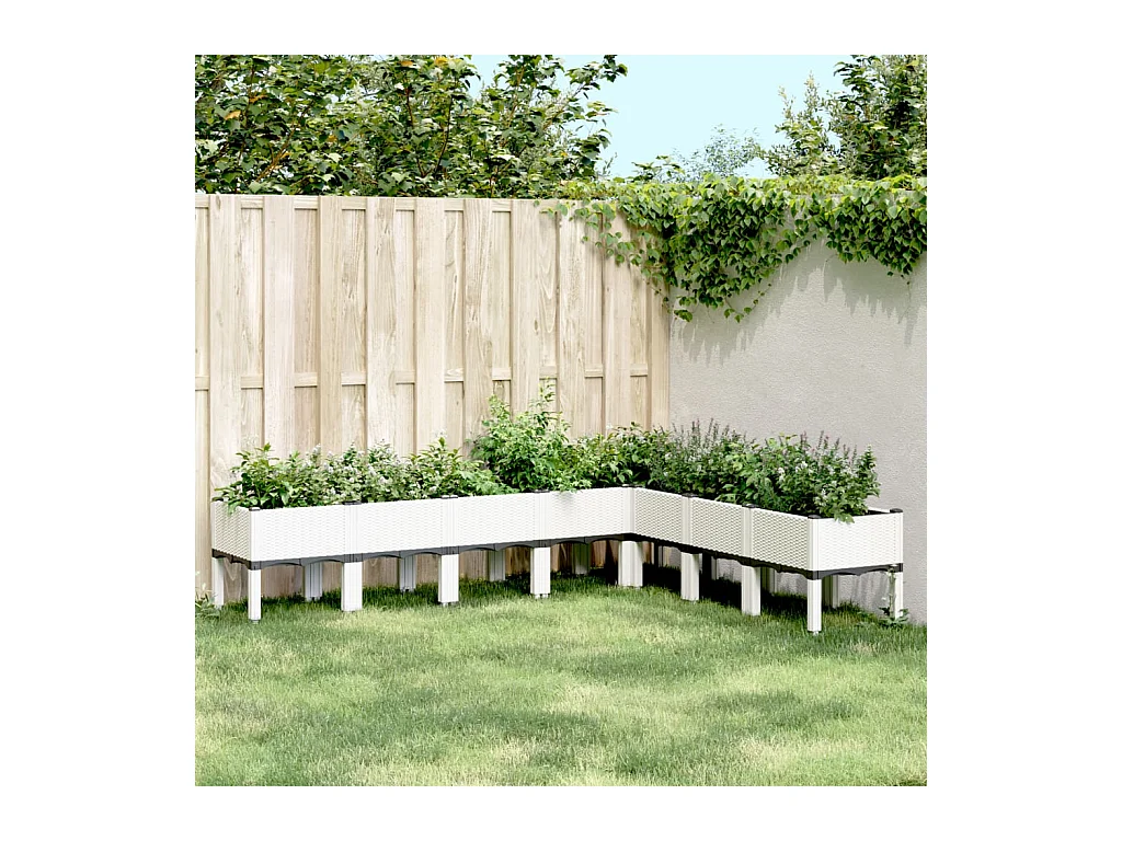 Jardinière avec pieds blanc 200x160x42 PP