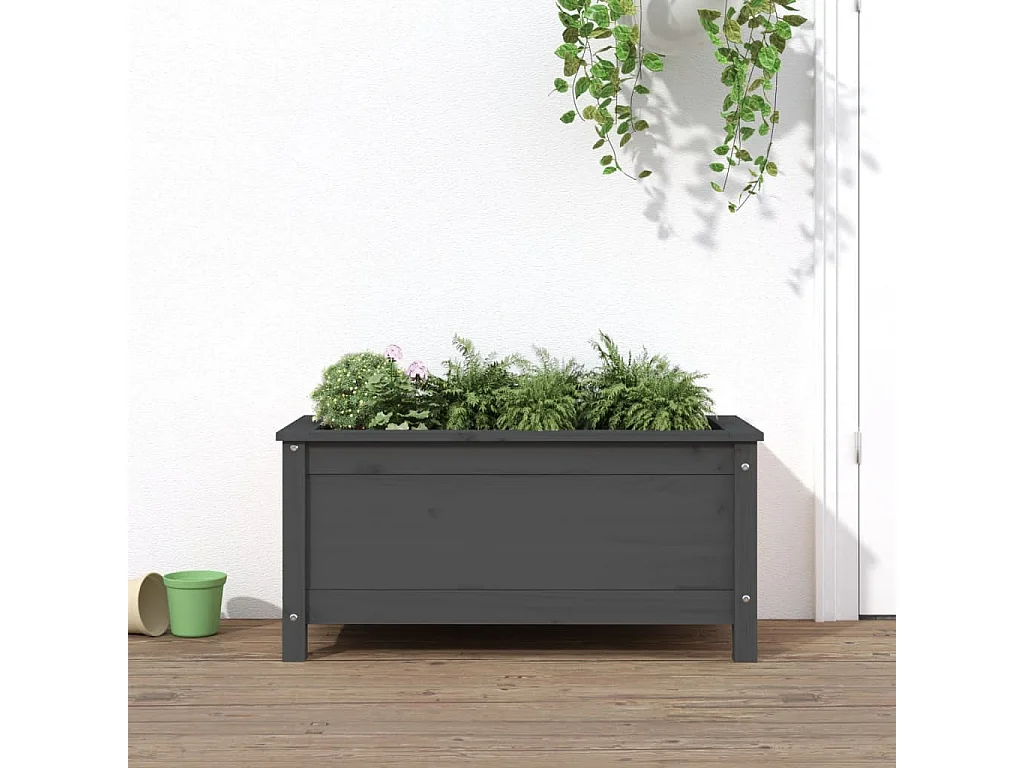 Jardinière gris 82,5x40x39 bois massif de pin