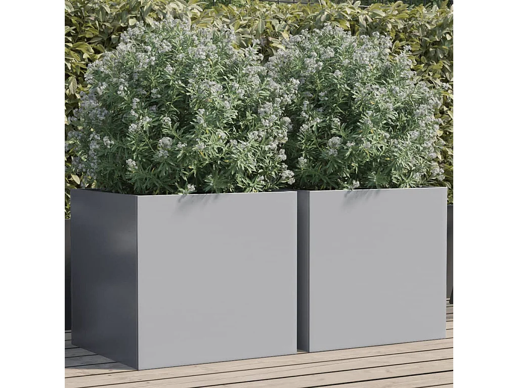 Jardinières 2 pcs argenté 49x47x46 acier galvanisé