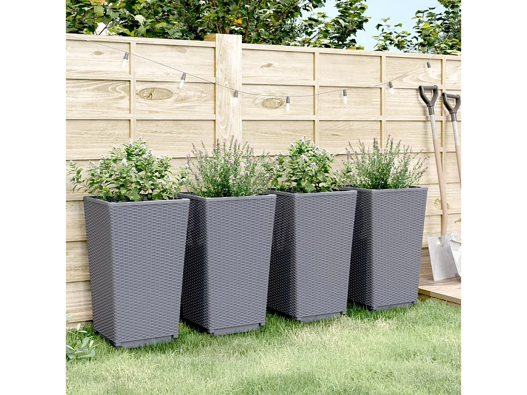 Jardinières 4 pcs gris 32,5x32,5x57 polypropylène
