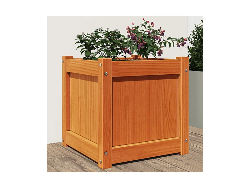 Jardinière marron 40x40x40 bois de pin massif