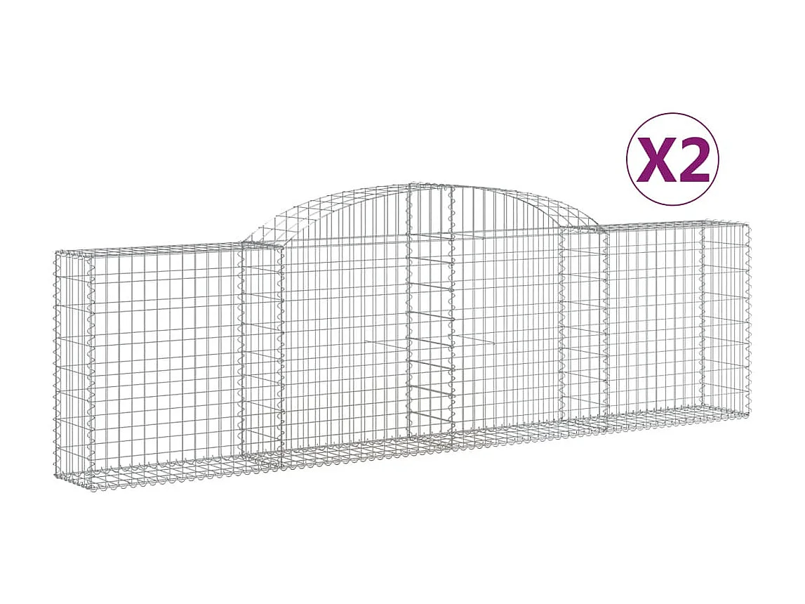 Paniers à gabions arqués 2 pcs 300x30x80-100 fer galvanisé