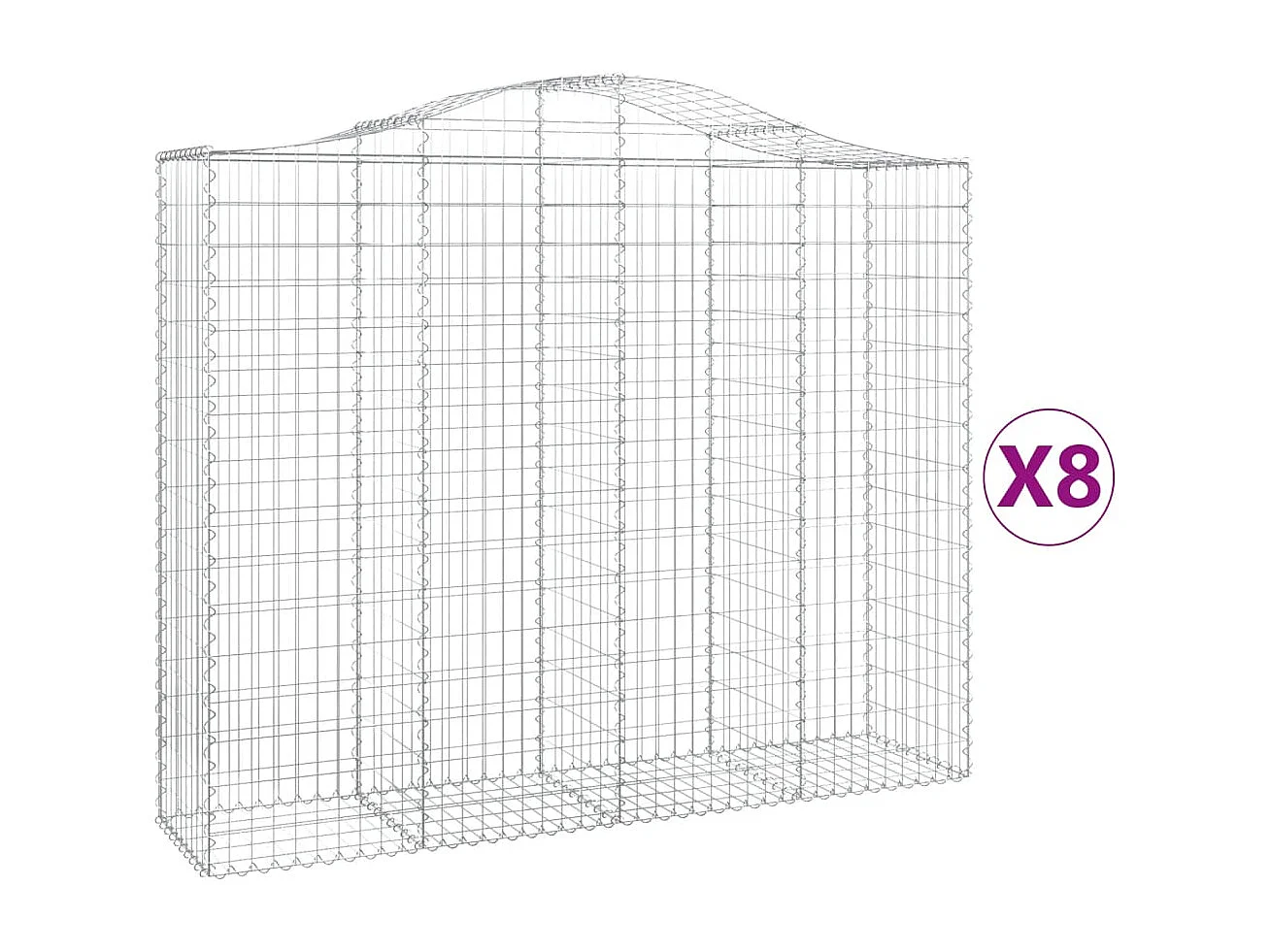 Paniers à gabions arqués 8 pcs 200x50x160-180 Fer galvanisé
