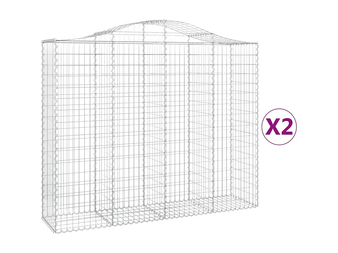 Paniers à gabions arqués 2 pcs 200x50x160-180 Fer galvanisé