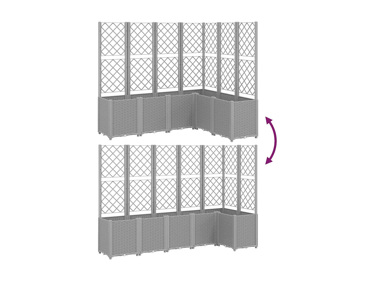 Jardinière avec treillis gris clair 160x120x140 PP