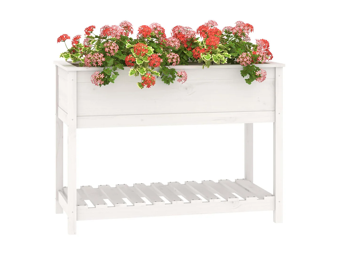 Jardinière avec étagère Blanc 111,5x54x81 Bois massif de pin