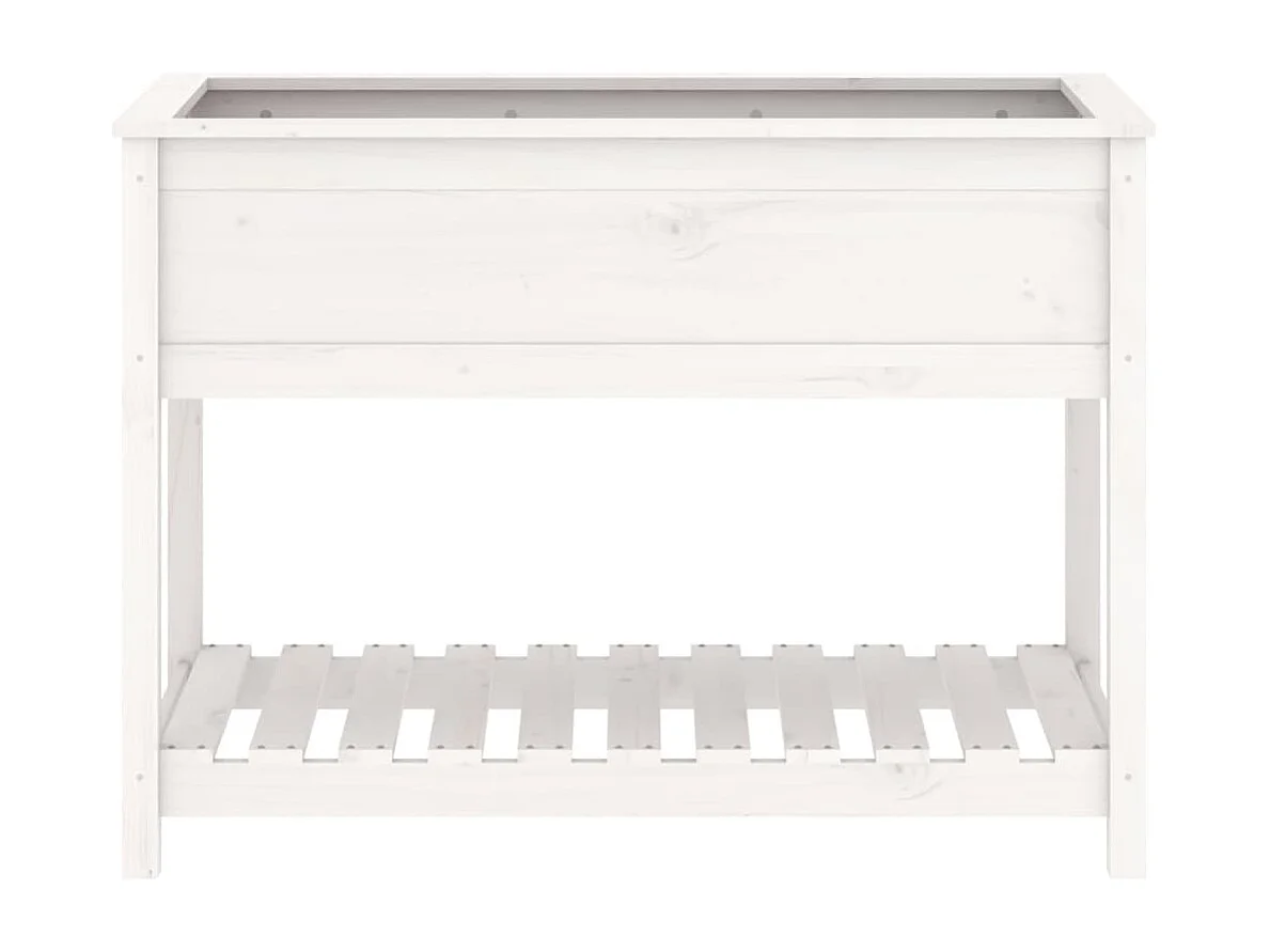 Jardinière avec étagère Blanc 111,5x54x81 Bois massif de pin