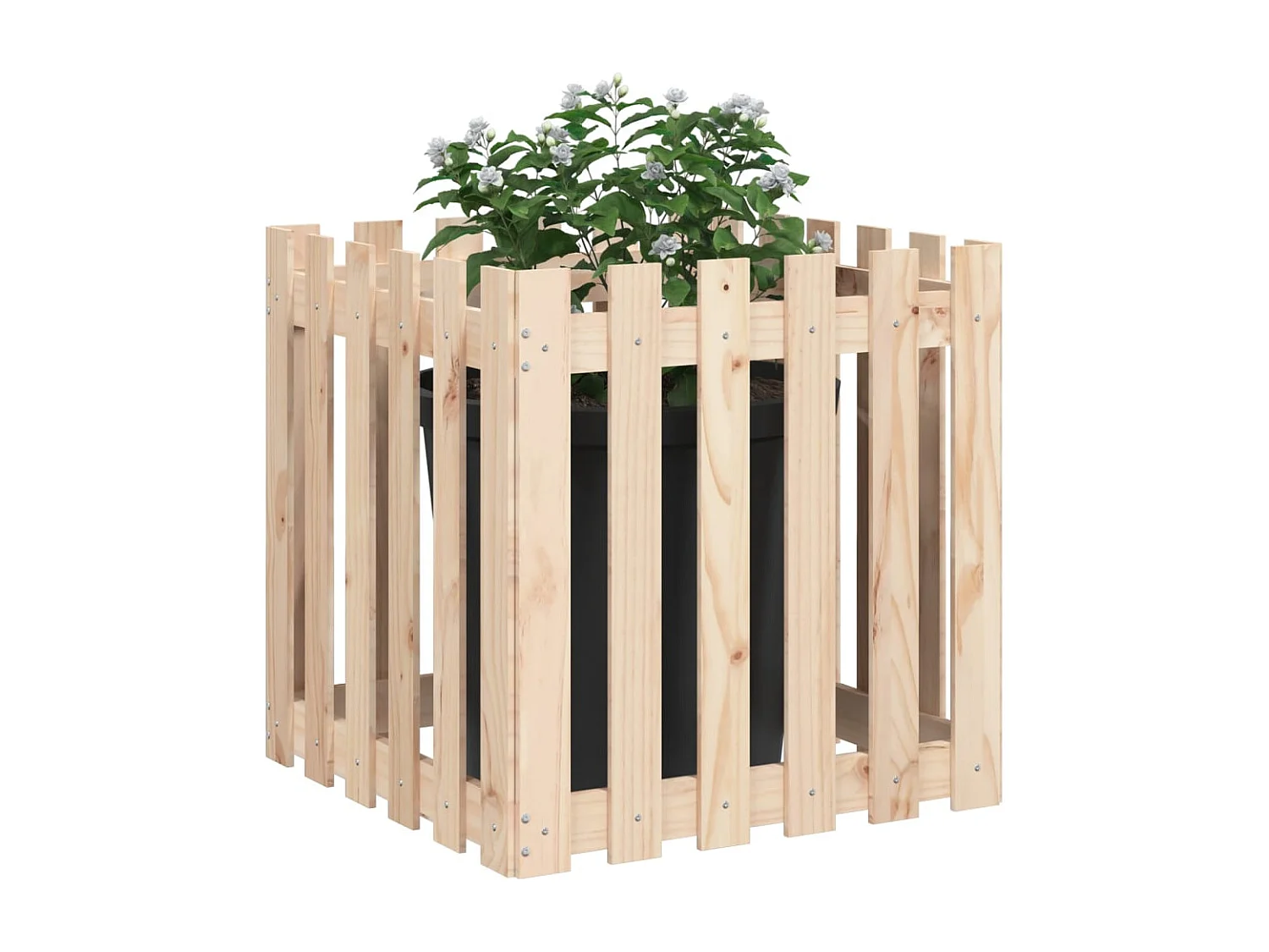 Jardinière avec design de clôture 60x60x60 pin massif