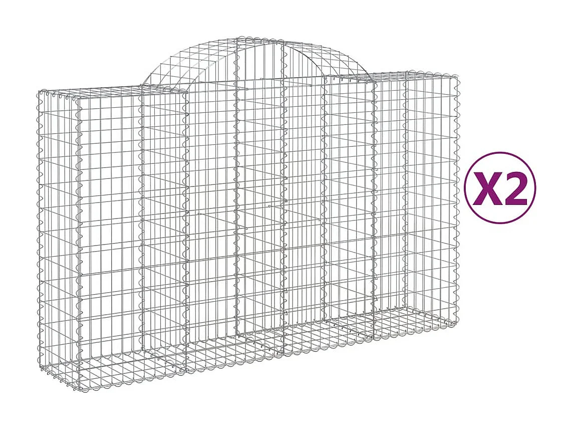 Paniers à gabions arqués 2 pcs 200x50x120-140 Fer galvanisé