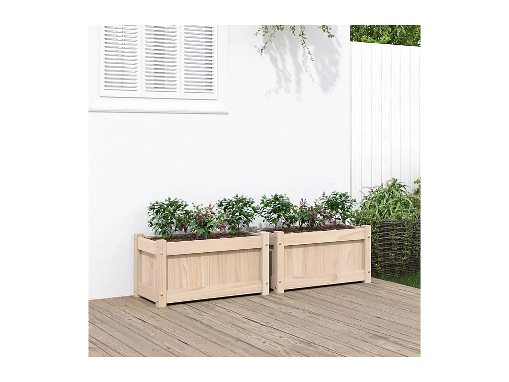 Jardinières 2 pcs bois de pin massif