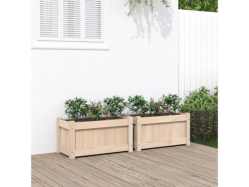 Jardinières 2 pcs bois de pin massif