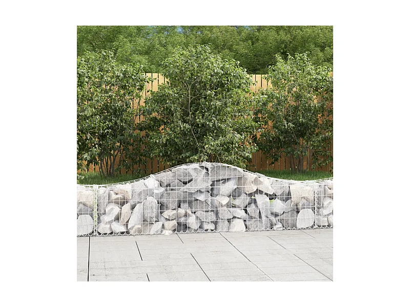 Paniers à gabions arqués 2 pcs 200x30x40-60 Fer galvanisé