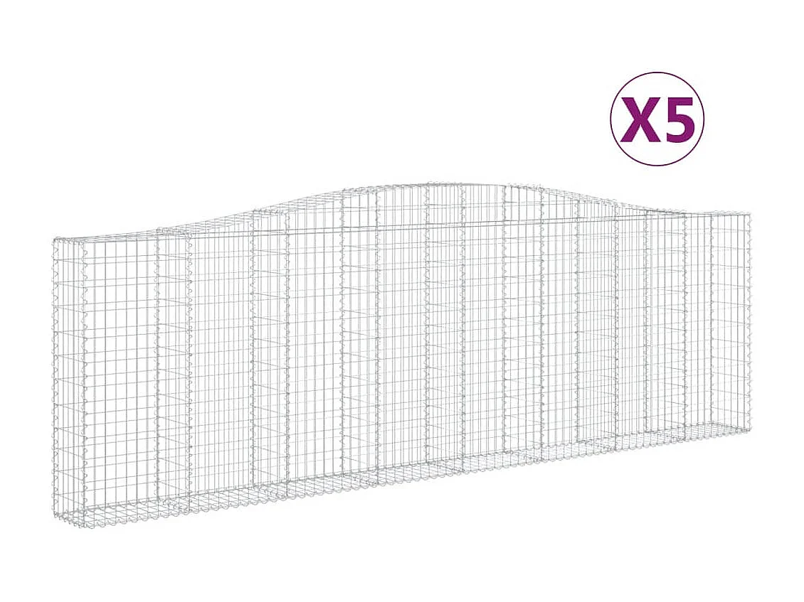 Paniers à gabions arqués 5 pcs 400x30x120-140 Fer galvanisé