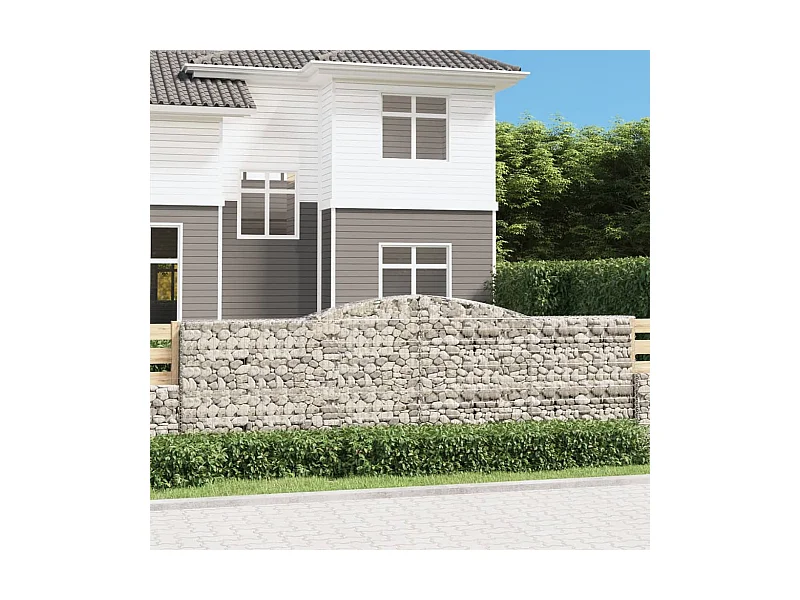 Paniers à gabions arqués 3 pcs 400x50x120-140 Fer galvanisé
