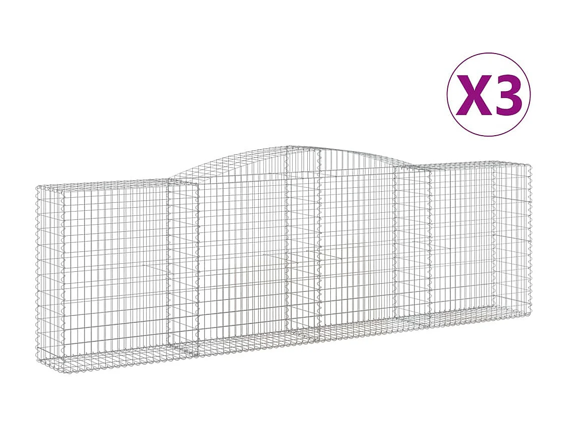 Paniers à gabions arqués 3 pcs 400x50x120-140 Fer galvanisé