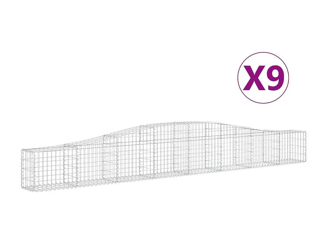 Paniers à gabions arqués 9 pcs 400x30x40-60 Fer galvanisé