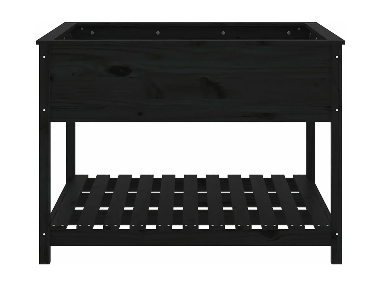 Jardinière et étagère Noir 111,5x111,5x81 Bois massif de pin