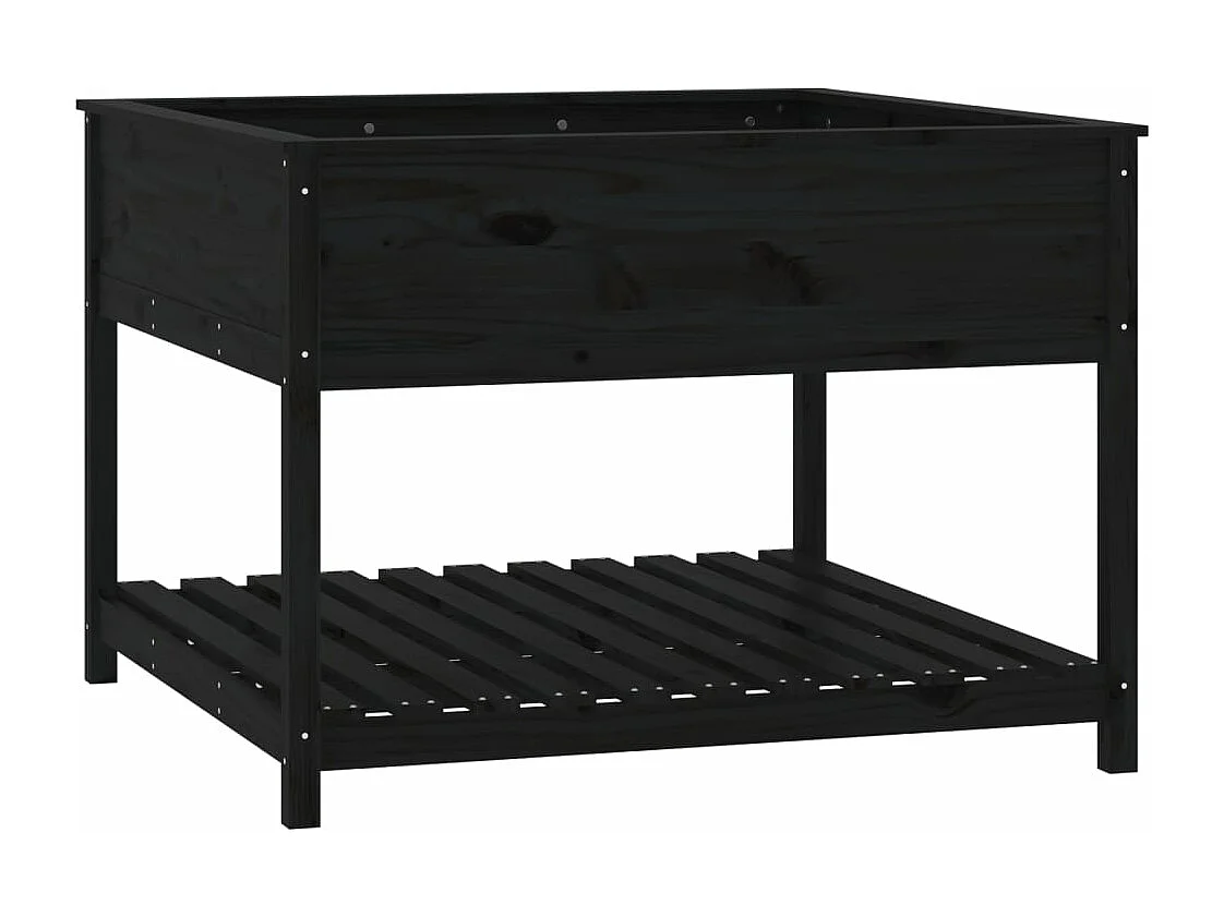 Jardinière et étagère Noir 111,5x111,5x81 Bois massif de pin