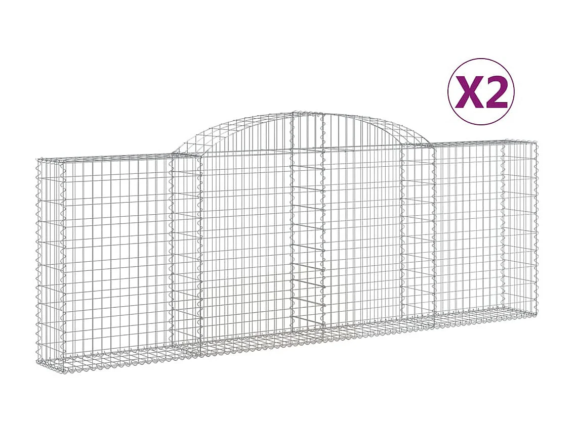 Paniers à gabions arqués 2 pcs 300x30x100-120 fer galvanisé