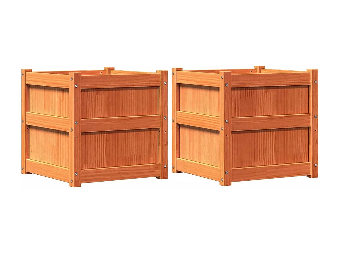 Jardinières 2 pcs marron bois de pin massif