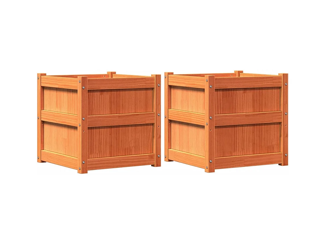 Jardinières 2 pcs marron bois de pin massif