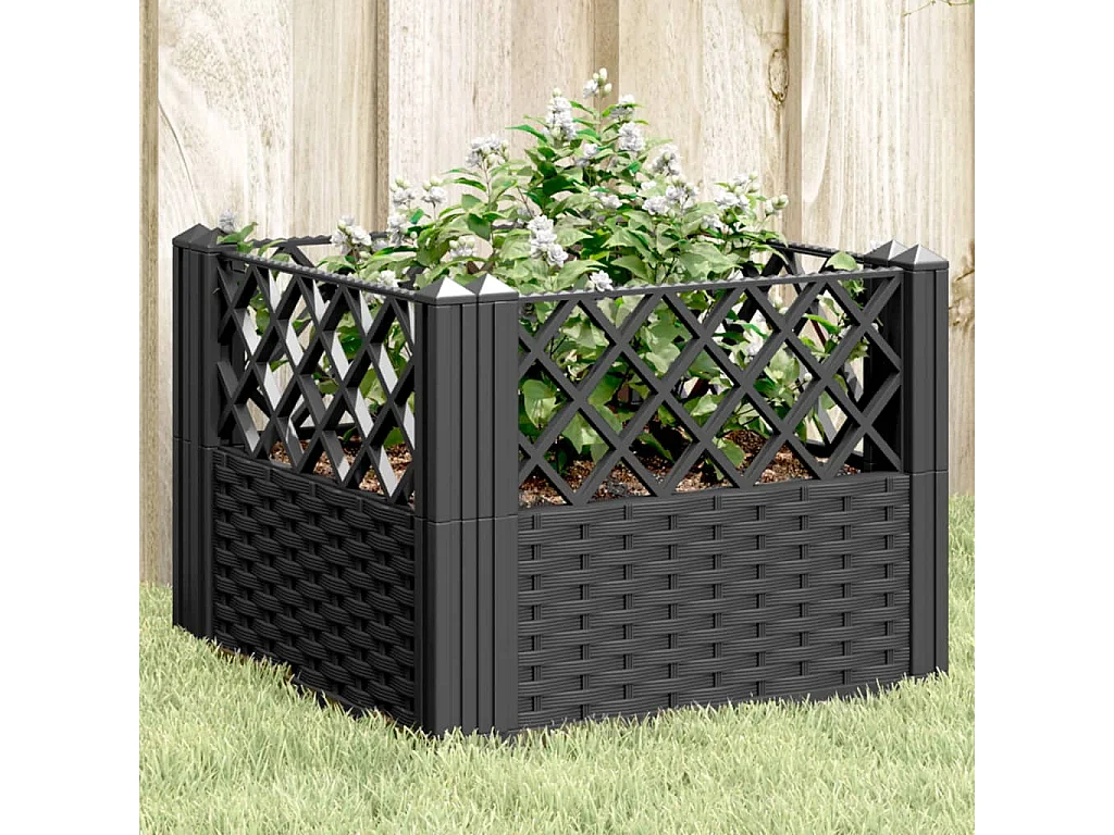 Jardinière avec piquets noir 43,5x43,5x43,5 PP