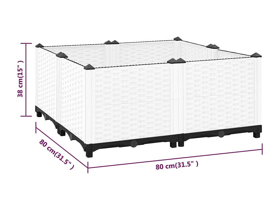 Lit surélevé 80x80x38 Polypropylène