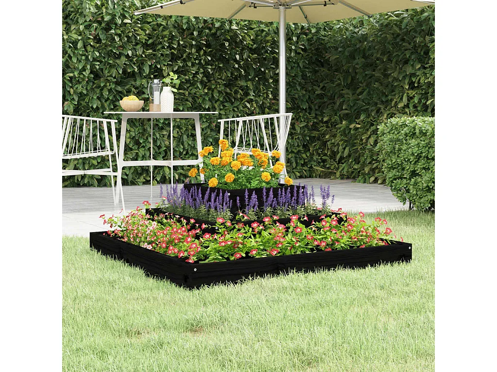 Jardinière Noir 80x80x27 Bois massif de pin