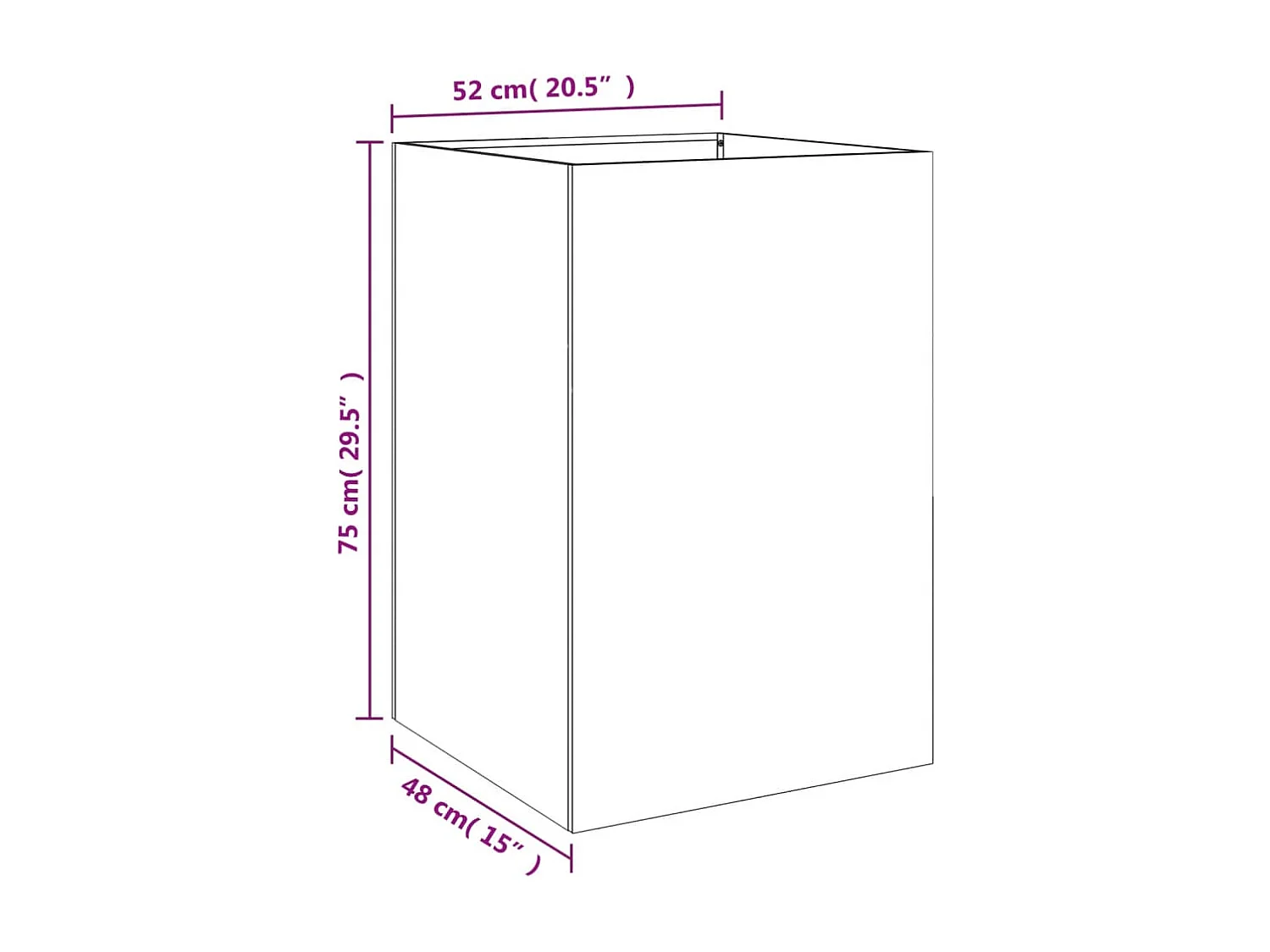 Jardinière anthracite 52x48x75 acier laminé à froid
