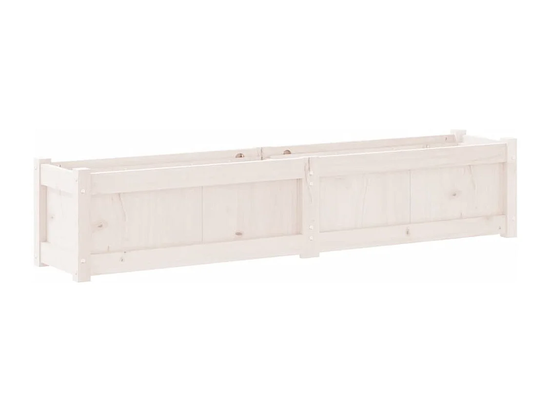Jardinière blanc 150x31x31 bois massif de pin