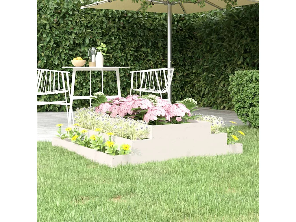 Jardinière Blanc 110x110x27 Bois massif de pin